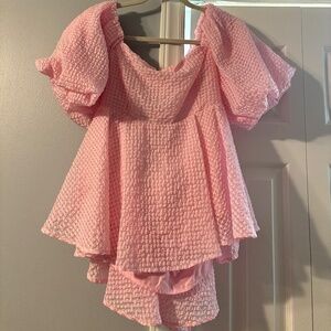 Pink tie back shirt Size L